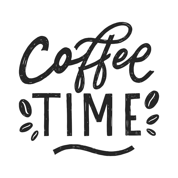 Coffee Time Lettering Word Design Vector