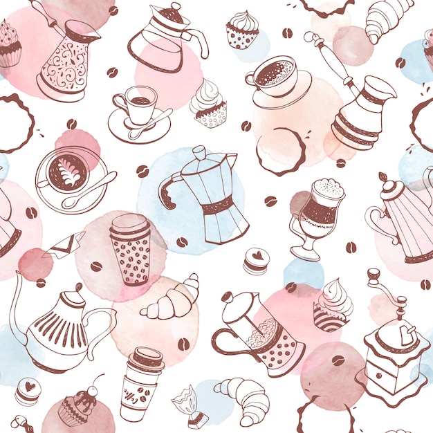 Coffee time seamless pattern