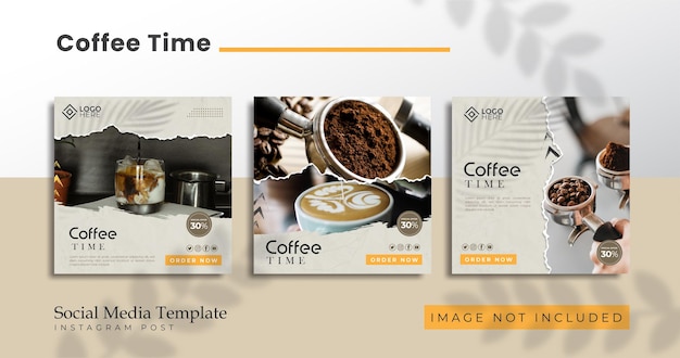 Vector coffee time social media template