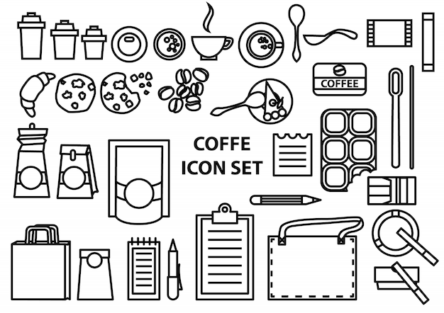 Coffee time vector icons set