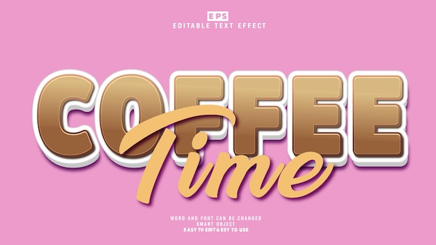 Coffee Time3d Editable Text Effect Vector With Background