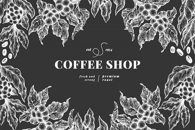 Coffee tree branch illustration template