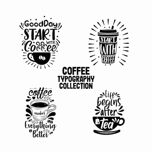 Coffee typography collection for cafe decoration