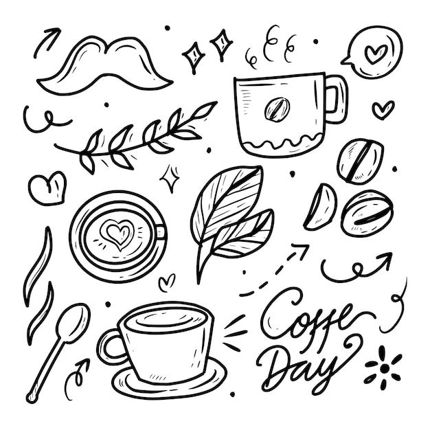 Coffee vector bean drawing collection with lineart style