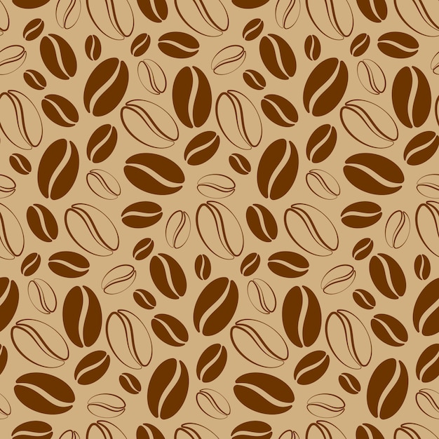 Coffee vector seamless pattern Cute vector seamless background with coffee beans