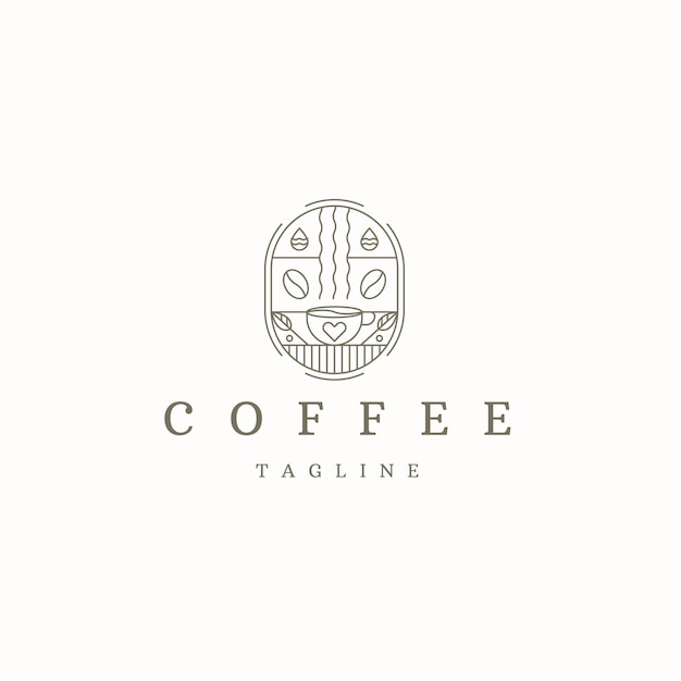 Coffee with line style logo icon design template flat vector