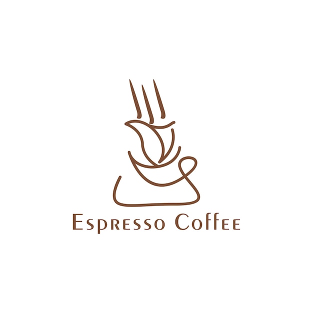 Coffee with line style logo icon design template flat vector