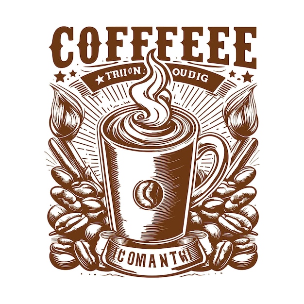 Coffee with a mountain tshirt design for international coffee day