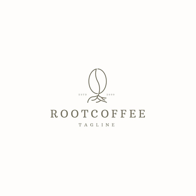 Coffee with root logo icon design template flat vector