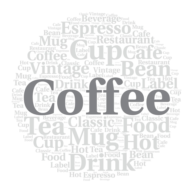 Coffee Word cloud art Detailed Vector