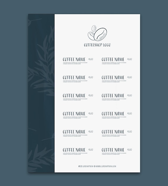 Vector coffeeshop menu vector template