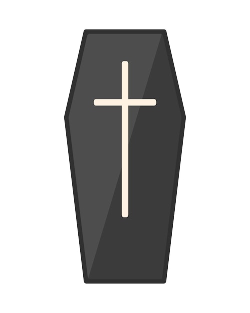 Coffin for Halloween design in cute cartoon style.