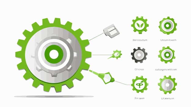 Vector cog rotation direction icon with bonus uav service