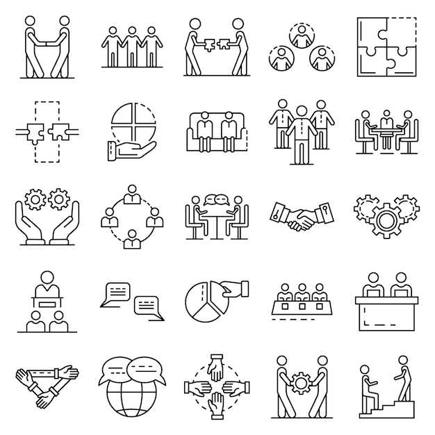 Cohesion icon set. Outline set of cohesion vector icons