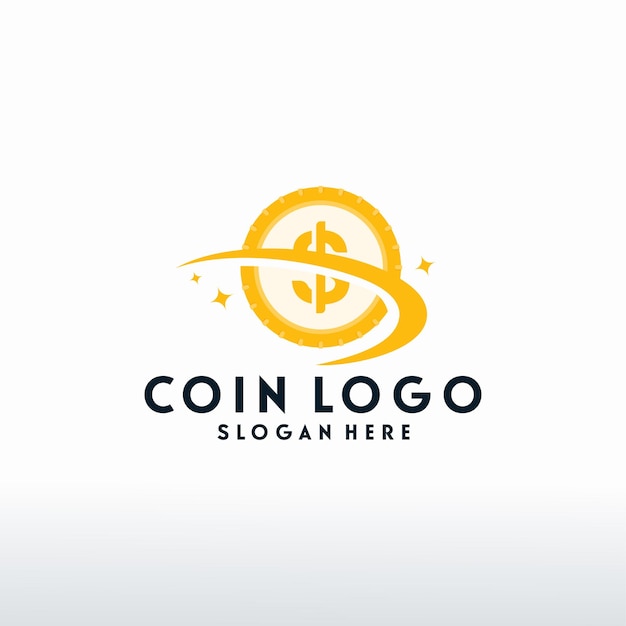 Coin Finance logo with swoosh symbol vector, Modern Dollar logo template