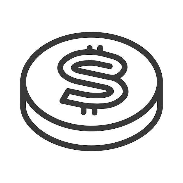 coin minimalist line art icon logo symbol icon black color only