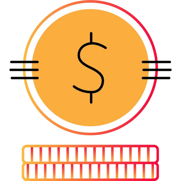 Coin outline icon gold money currency line vector