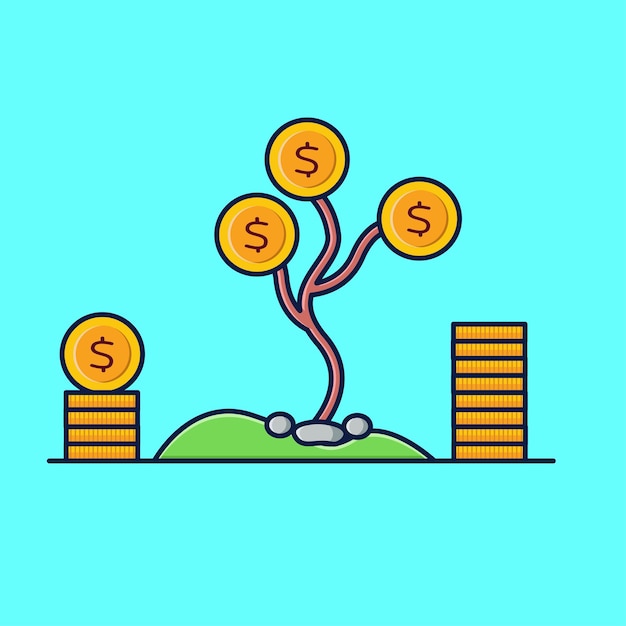 Coin tree for business icon vector illustration