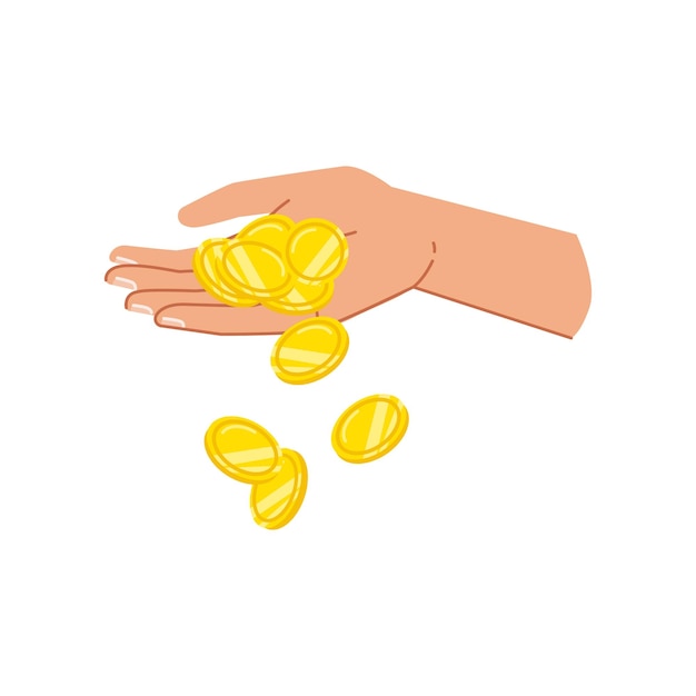 Coins falling from hand gold money in arm