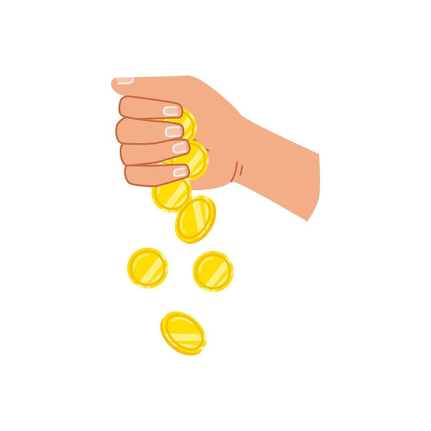 Coins falling from hand gold money in arm