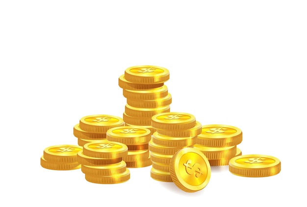 Vector coins a lot of money flying gold coins golden rain jackpot or success concept modern background vect