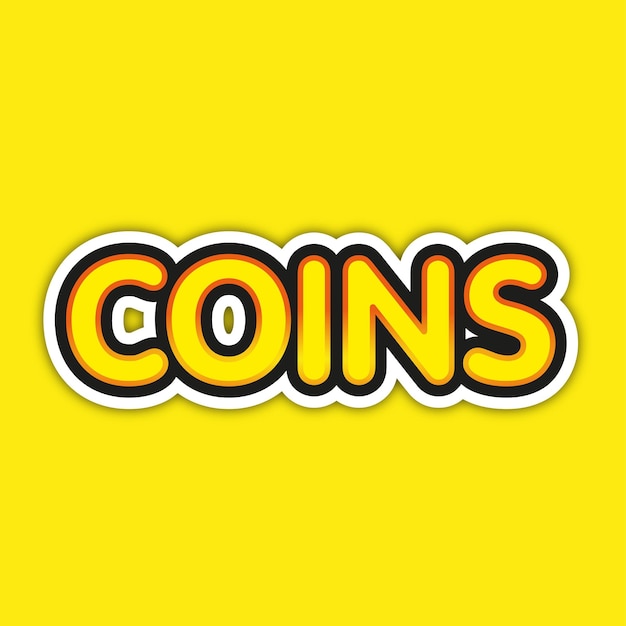 coins sticker text effect with modern and simple style