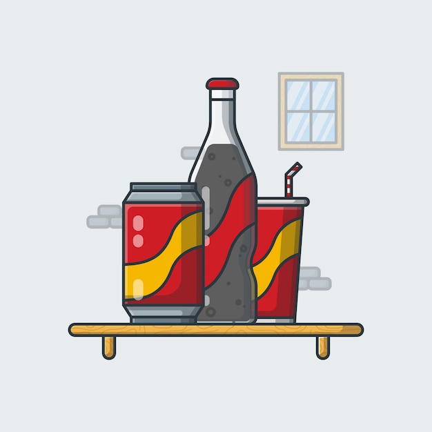 Coke Illustration. Flat Cartoon Style