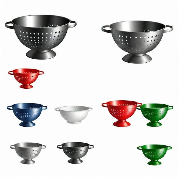 Colander vector set white background isolated