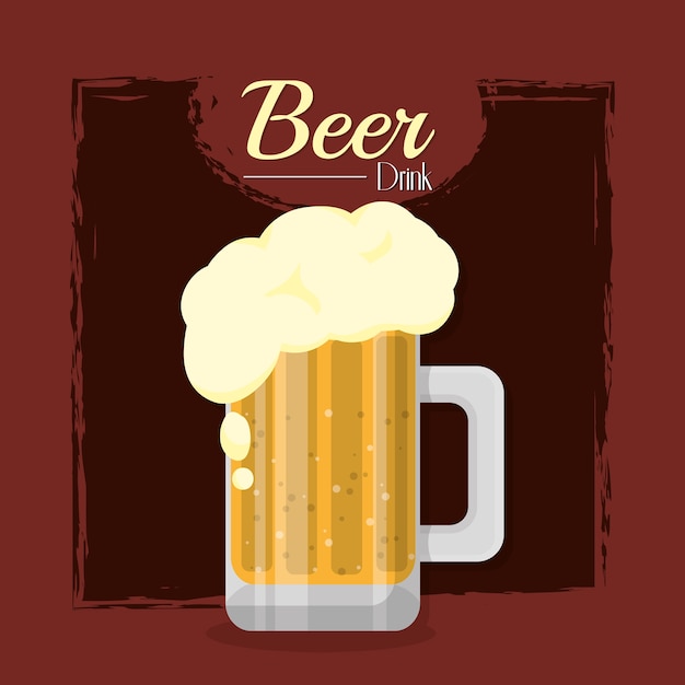 Cold beer glass cup vector illustration graphic design