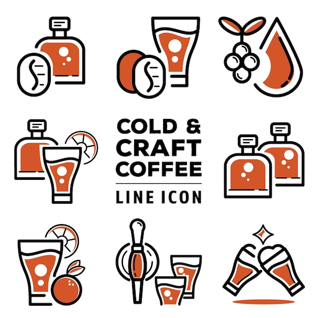 Cold and craft coffee line icon