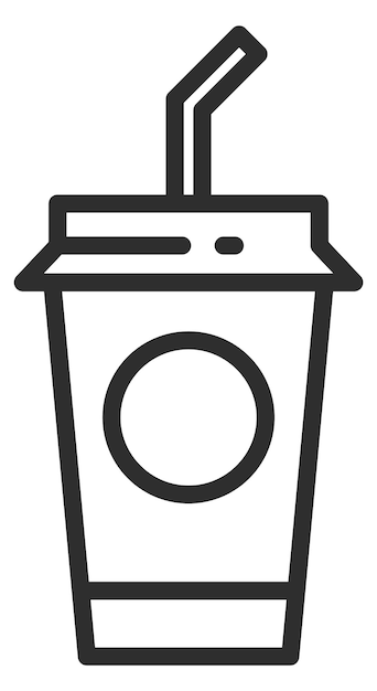 Cold drink disposable cup black line icon