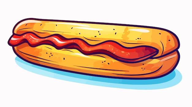 Vector cold gradient cartoon hot dog line drawing