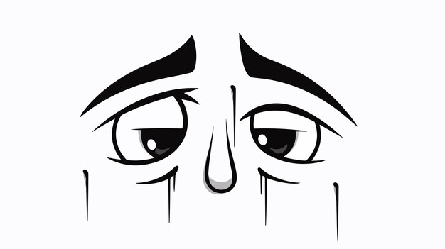 Cold Gradient Cartoon Man Crying Line Drawing