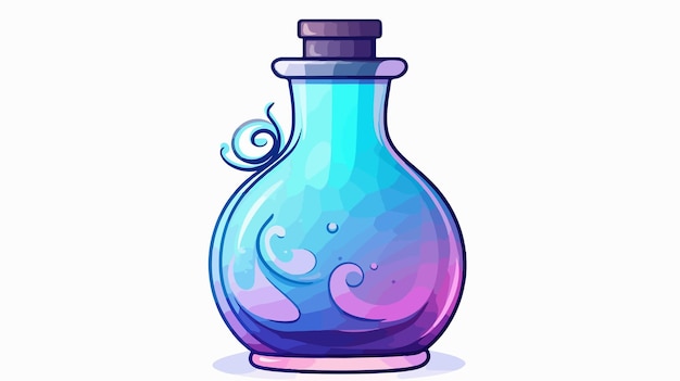 Cold Gradient Line Drawing of a Cartoon Ink Bottle