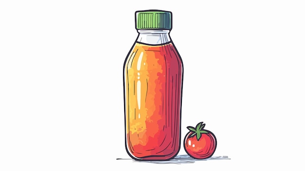 Cold Gradient Line Drawing of Tomato Ketchup Bottle