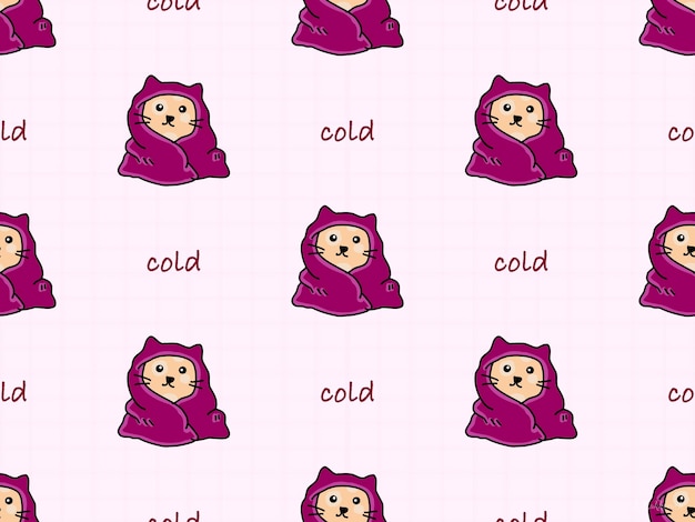 Colds cartoon character seamless pattern on pink background