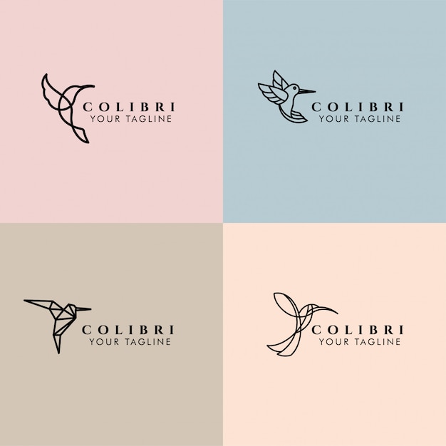 Vector colibri editable premade monoline logo template