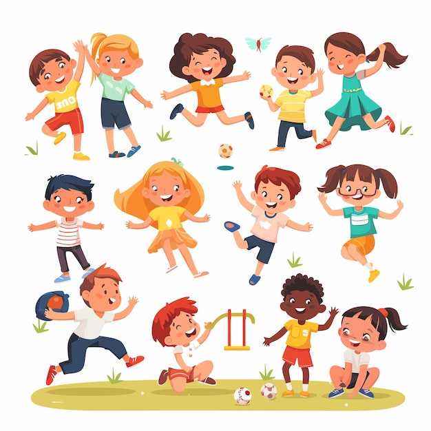 Vector a collage of children playing with a sign that says quot kids quot