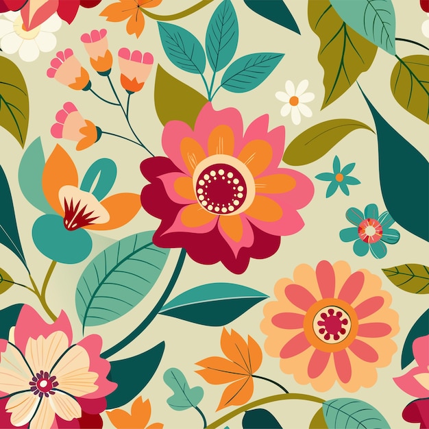 collage contemporary floral seamless pattern vector art and illustration