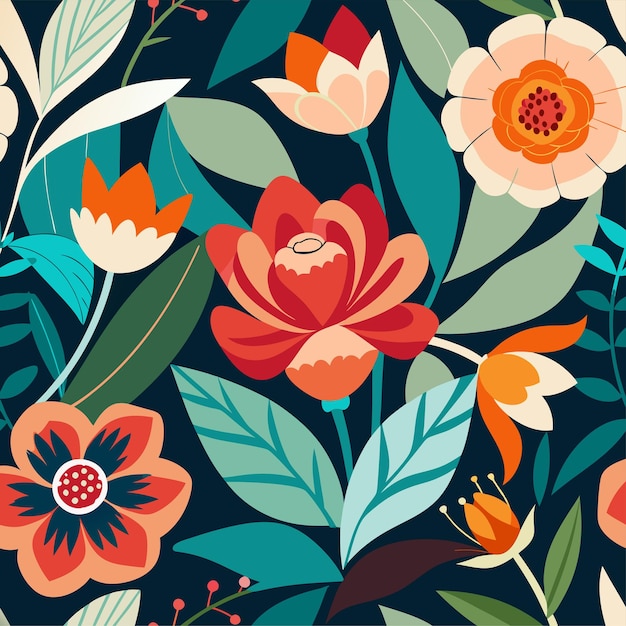 collage contemporary floral seamless pattern vector art and illustration