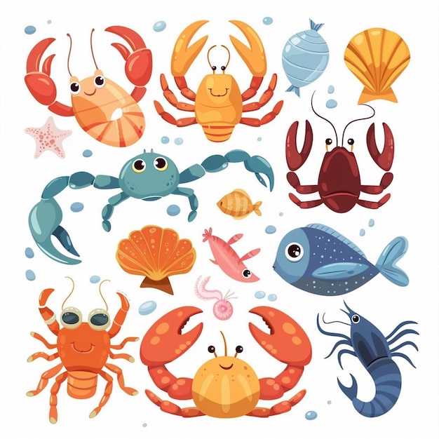 a collage of crab crab crab and lobsters