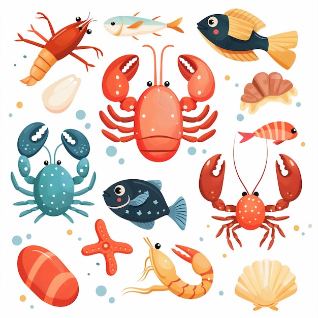 a collage of crab crab and lobsters