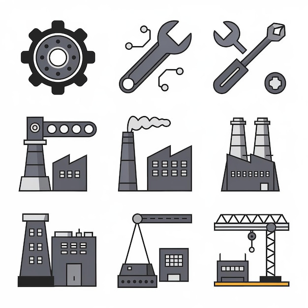 a collage of different images of a factory and a machine