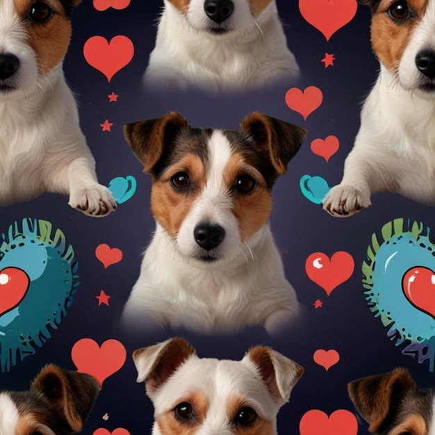 Vector a collage of dogs with hearts and a heart with a heart on it