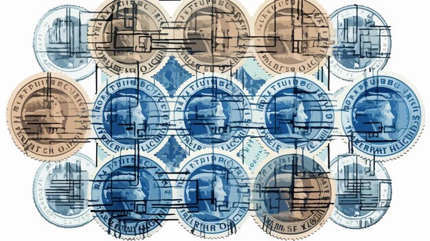 Collage of Euro photo and corroded stamp seals