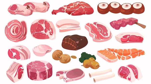 Vector a collage of images of meat and meats