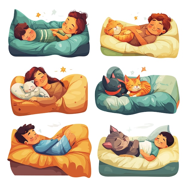 a collage of pictures of people sleeping with a cat and the words quot baby quot on the bottom