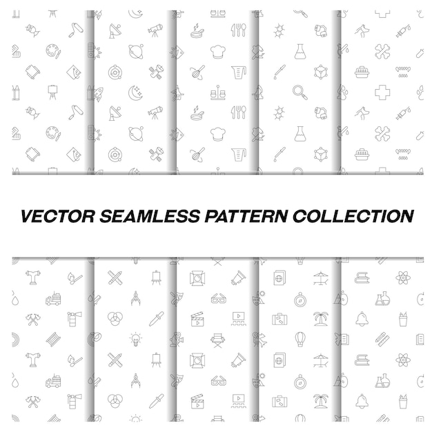 Collection of 10 vector seamless patterns Modern illustration for sites covers banners wallpapers