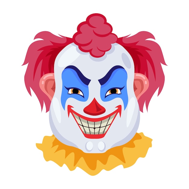 Vector collection of 16 clown face flat vectors