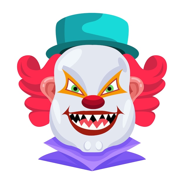 Vector collection of 16 clown face flat vectors